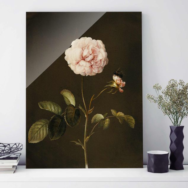 Obrazy motywy kwiatowe Barbara Regina Dietzsch - Róża octowa z trzmielem