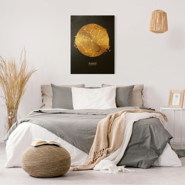 Złoty obraz na płótnie - Znak zodiaku Sagittarius Szary Złoto
