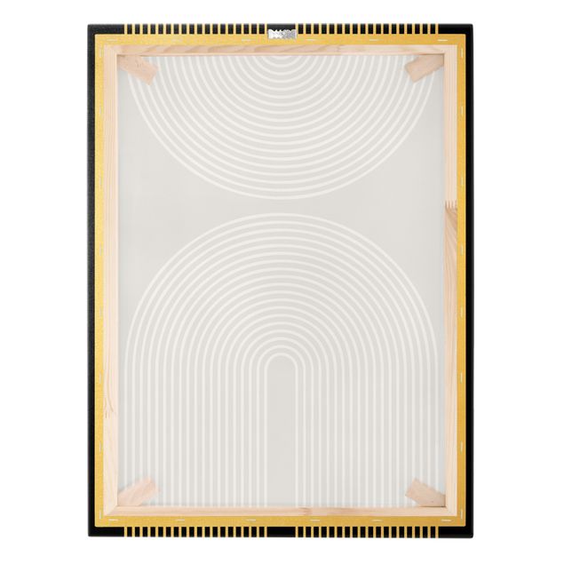 Złoty obraz na płótnie - Kształty geometryczne - tęcze, czerń, biel