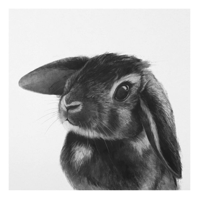 Nowoczesne obrazy do salonu Ilustracja królik czarno-biały rysunek