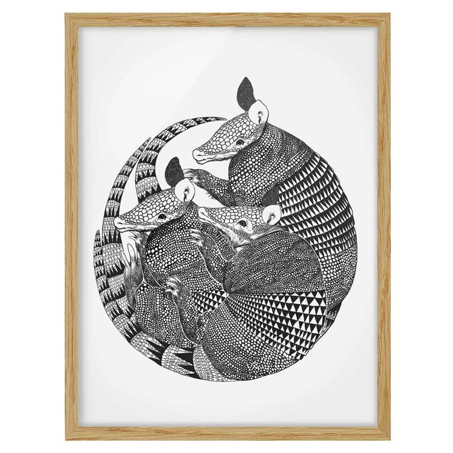 Obrazy w ramie do kuchni Ilustracja Armadillos czarno-biały Pattern