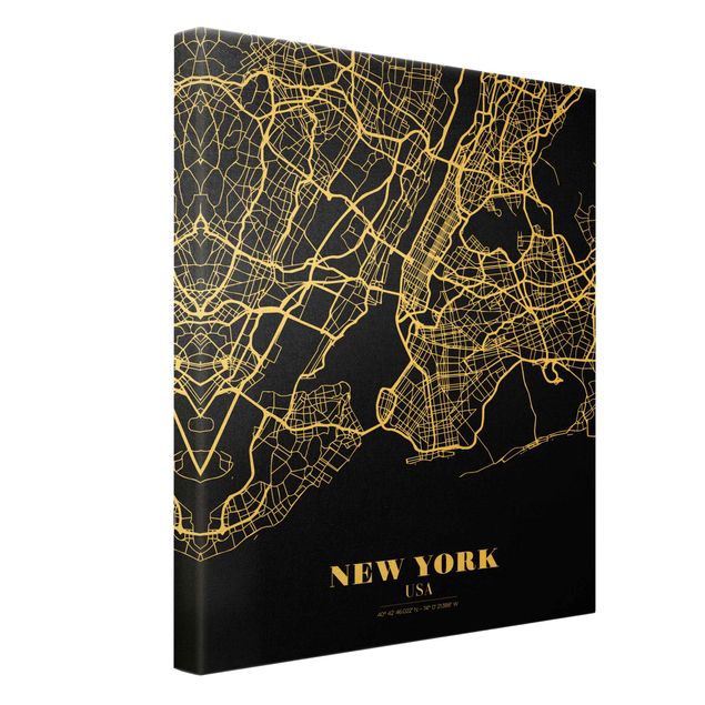 Obrazki czarno białe Mapa miasta Nowy Jork - Klasyczna czerń