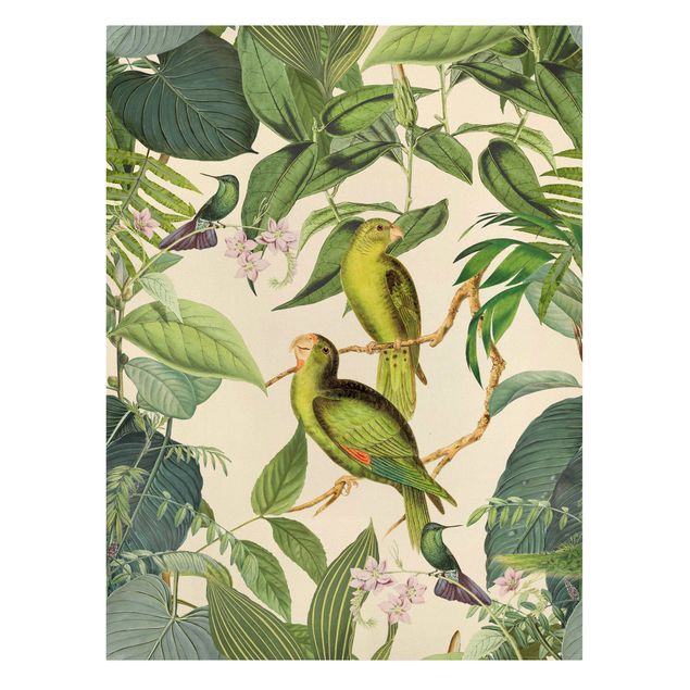 Obraz vintage Kolaże w stylu vintage - Papugi w dżungli