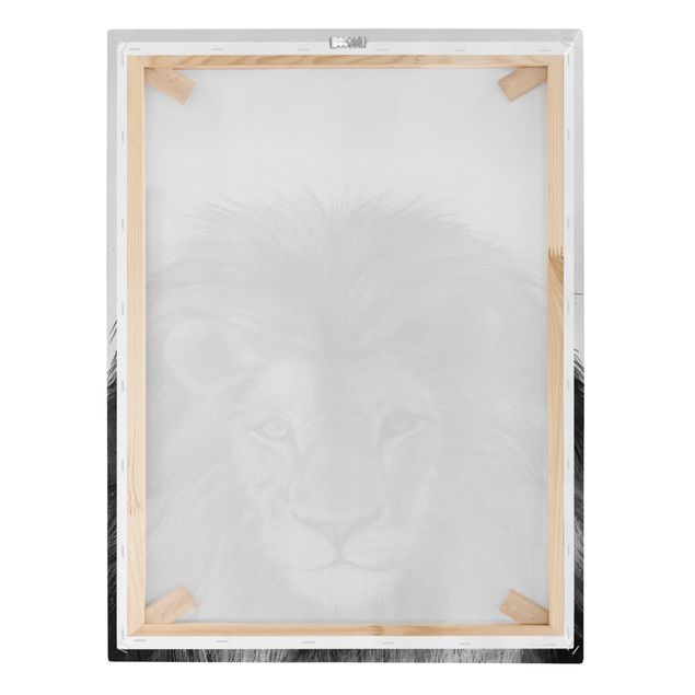 Obrazy lwa na płótnie Ilustracja Lew, czarny, biały, malarstwo