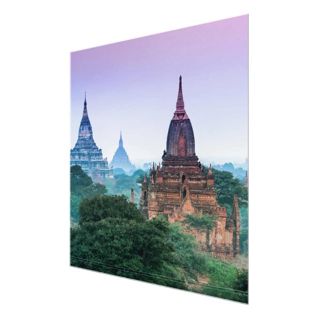Obrazy na szkle zachód słońca Budynek sakralny w Bagan