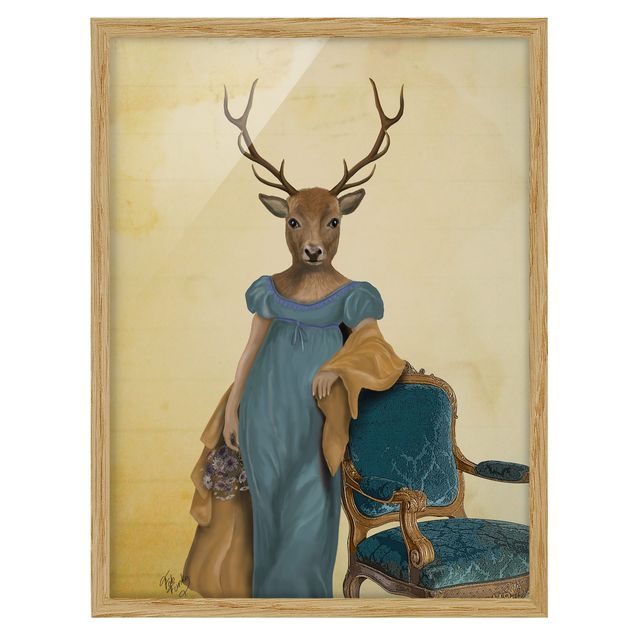 Obrazy w ramie do kuchni Portret zwierzęcia - Dama z czerwonym jeleniem