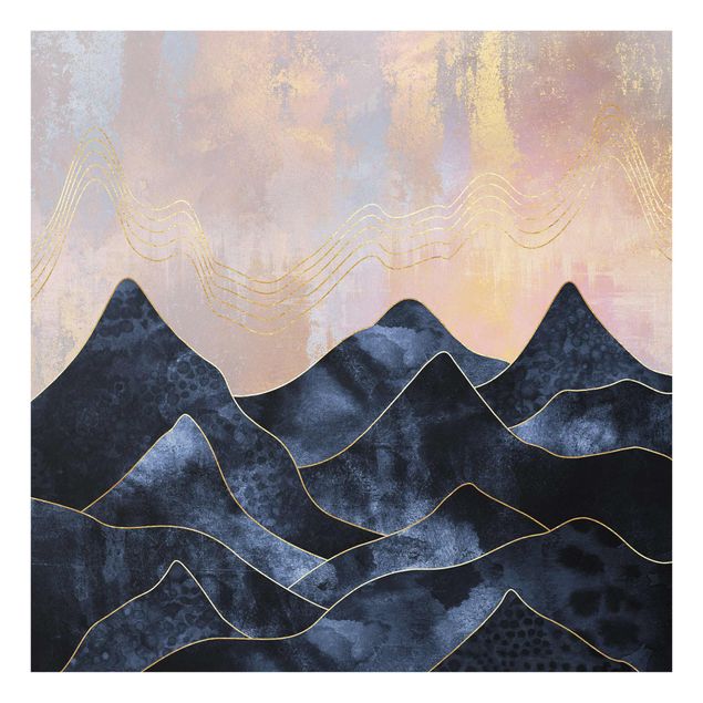 Obrazy na szkle abstrakcja Złoty świt nad górami