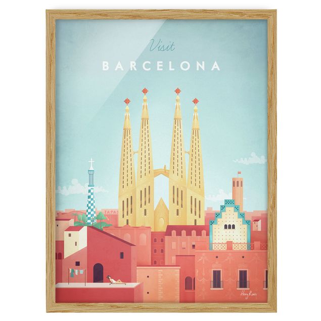 Obrazy w ramie do łazienki Plakat podróżniczy - Barcelona
