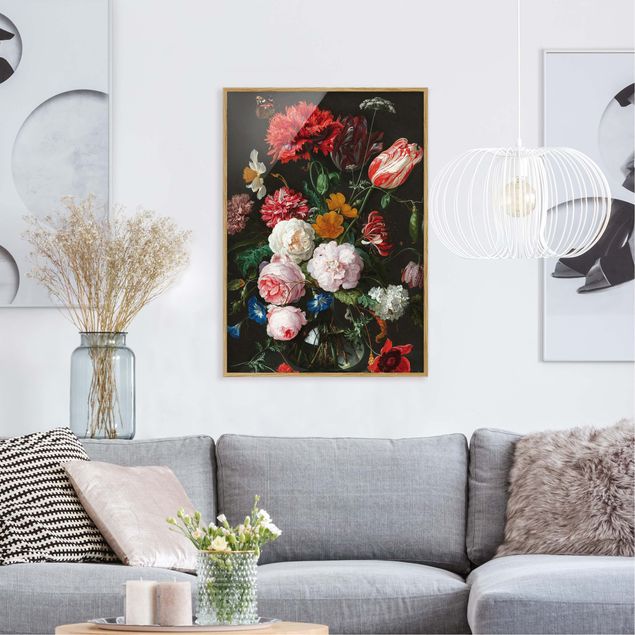Obrazy w ramie do korytarzu Jan Davidsz de Heem - Martwa natura z kwiatami w szklanym wazonie