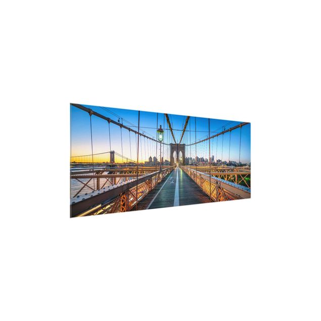 Obrazy na szkle panorama Poranny widok z mostu brooklyńskiego