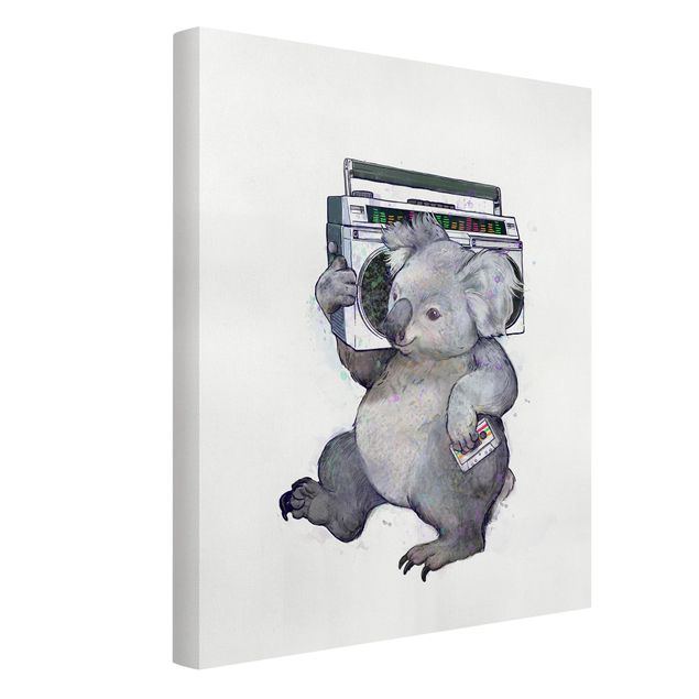 Obrazy nowoczesne Ilustracja Koala z radiem Malowanie