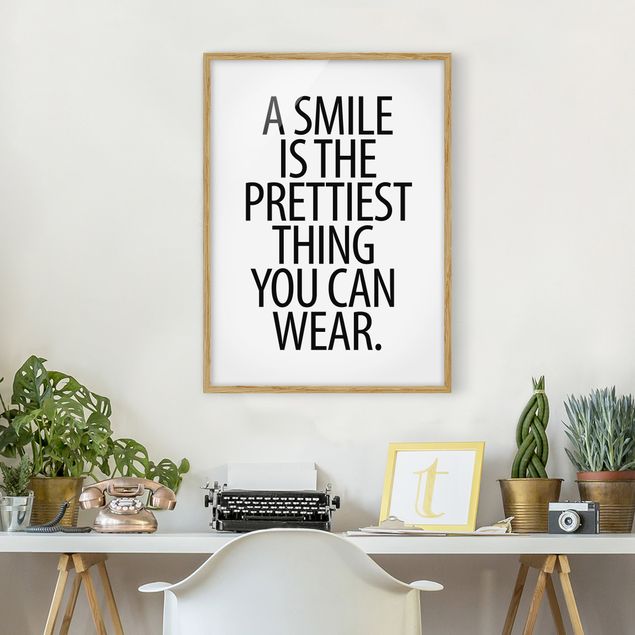 Obrazy w ramie do korytarzu Uśmiech to najładniejsza rzecz Sans Serif
