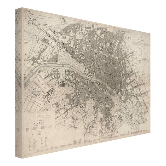 Obrazy retro Mapa miasta w stylu vintage Paryż