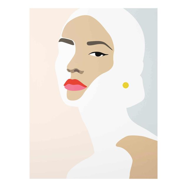 Obrazy nowoczesny Line Art Portret kobiety Pastelowa szarość