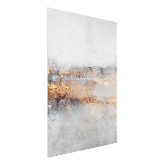 Obrazy na szkle abstrakcja Złoto-szara mgła