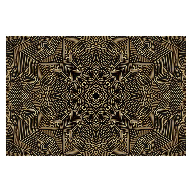 Tapeta - Mandala wzór w gwiazdy złoto-czarny