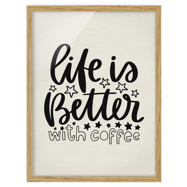 Obrazy w ramie do kuchni życie jest lepsze z kawą