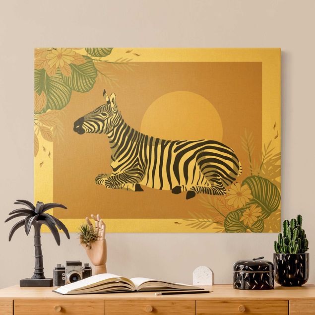 Zebra obraz Zwierzęta safari - Zebra o zachodzie słońca