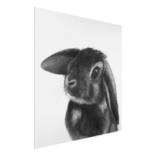 Obrazy na szkle zwierzęta Ilustracja królik czarno-biały rysunek