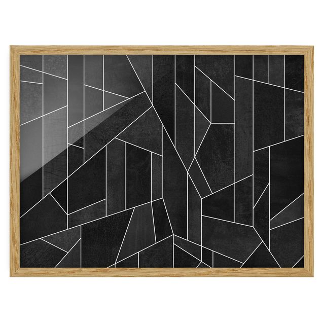 Obrazy w ramie do łazienki czarno-biały Geometry Watercolour