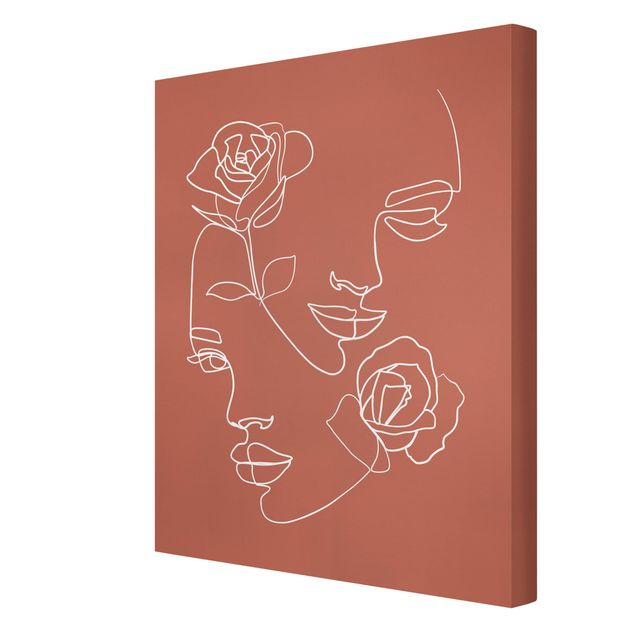 Obrazy portret Line Art Twarze kobiet Róże Miedź