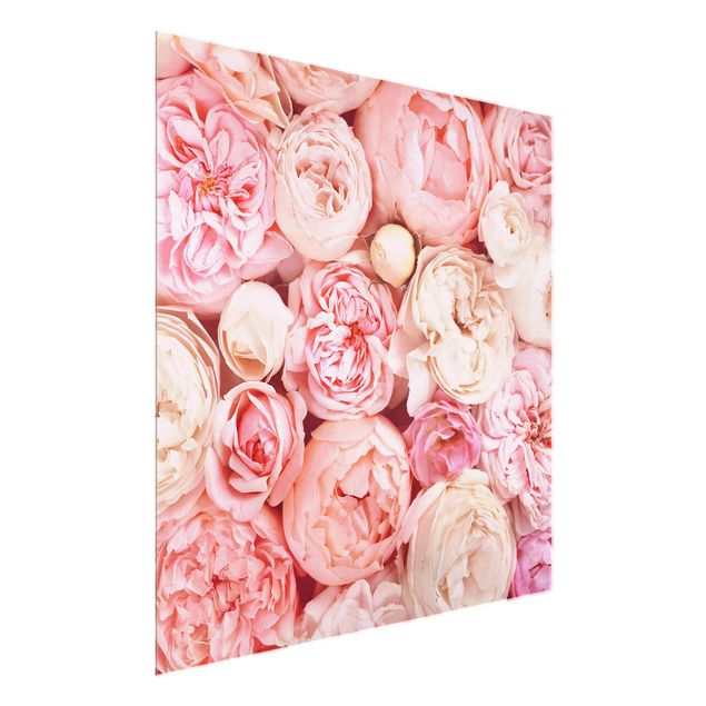 Obrazy na szkle kwadrat Rosy Rosé Coral Shabby