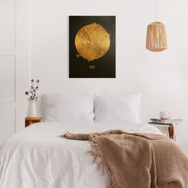 Złoty obraz na płótnie - Znak zodiaku Taurus Szare złoto