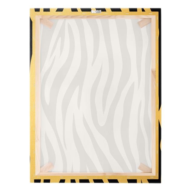 Złoty obraz na płótnie - Nadruk w kształcie zebry