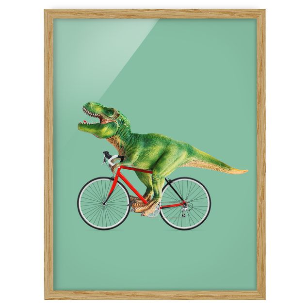 Obrazy w ramie do korytarzu Dinozaur z rowerem