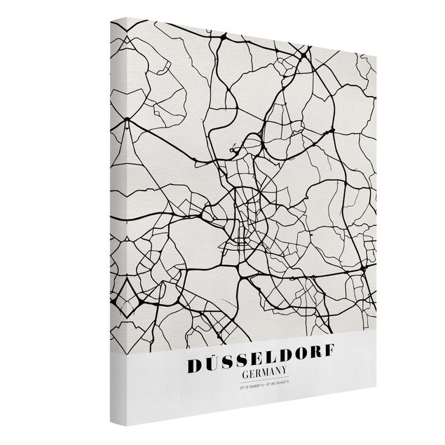 Obrazy z napisami Mapa miasta Düsseldorf - Klasyczna