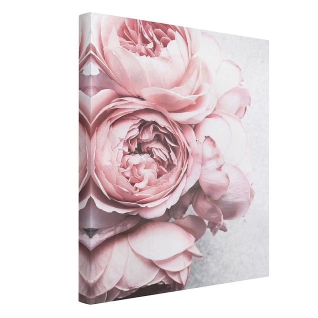 Obrazy nowoczesne Kwiaty różowej piwonii Shabby Pastel