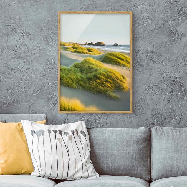 Obrazy w ramie krajobraz Wydmy i trawy nad morzem