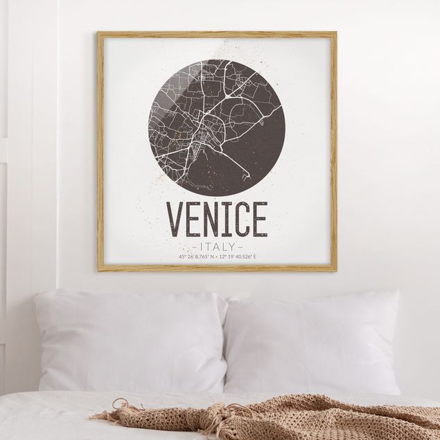Obrazy Włochy Mapa miasta Wenecja - Retro
