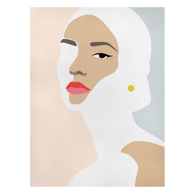 Obrazy artystów Line Art Portret kobiety Pastelowa szarość