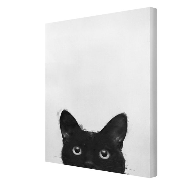 Zwierzęta obrazy Ilustracja czarnego kota na białym obrazie