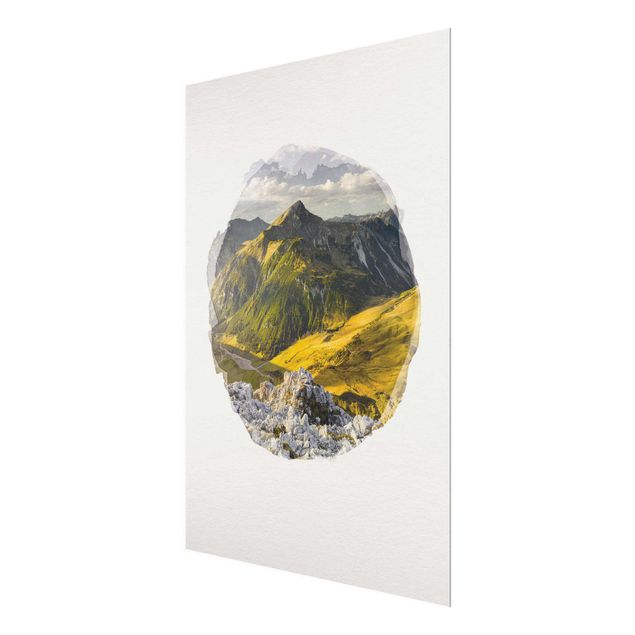 Obrazy do salonu Akwarele - góry i dolina w Alpach Lechtalskich w Tyrolu
