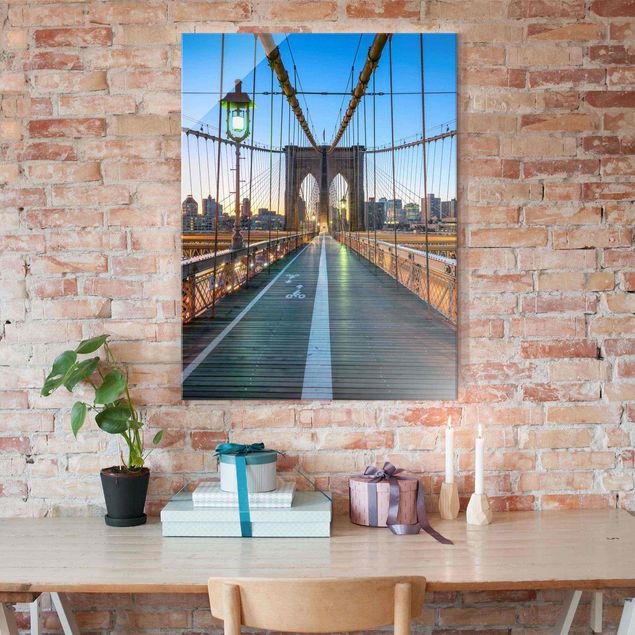 Obrazy na szkle Nowy Jork Poranny widok z mostu brooklyńskiego