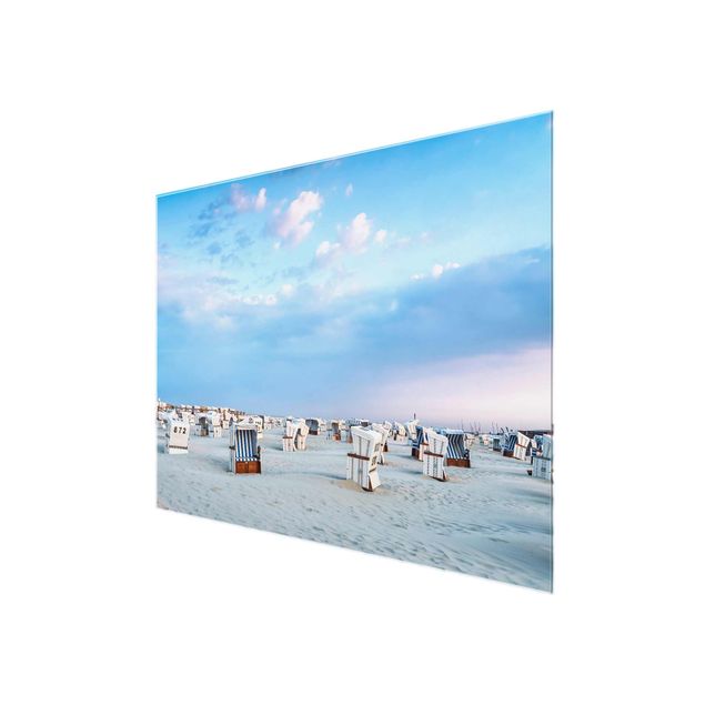 Obrazy na szkle plaża Krzesła plażowe nad Morzem Północnym