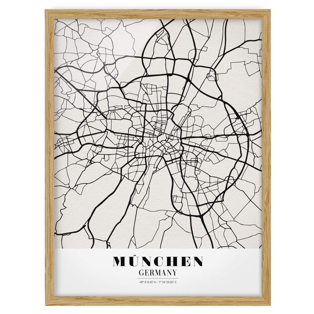 Obrazy w ramie do kuchni City Map Munich - Klasyczna
