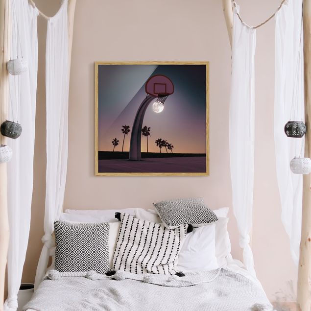 Obrazy w ramie do korytarzu Basketball z księżycem