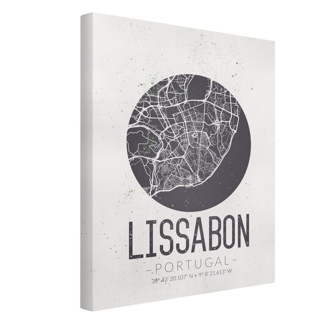 Obrazy z napisami Mapa miasta Lizbona - Retro