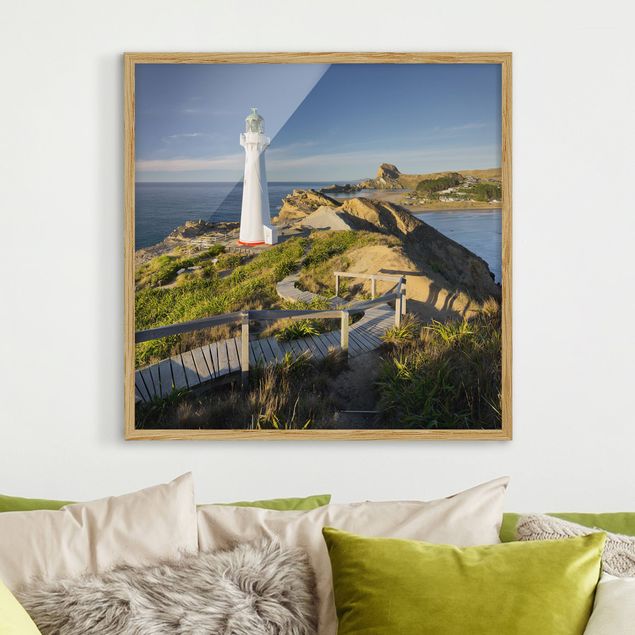 Obrazy w ramie krajobraz Latarnia morska Castle Point Nowa Zelandia