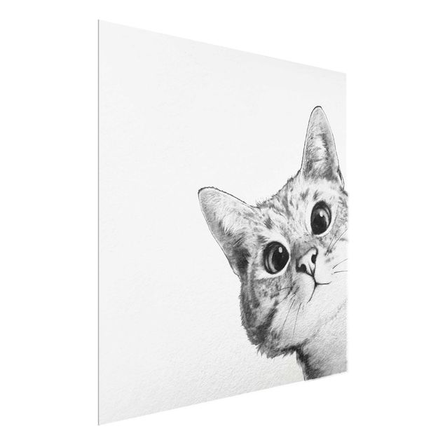 Obrazy do salonu Ilustracja kota Rysunek czarno-biały