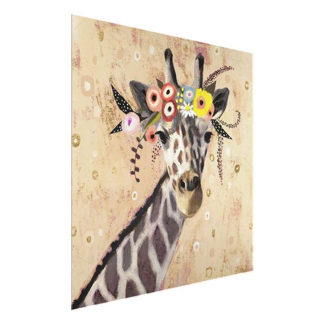 Obrazy na szkle zwierzęta Żyrafa Klimta