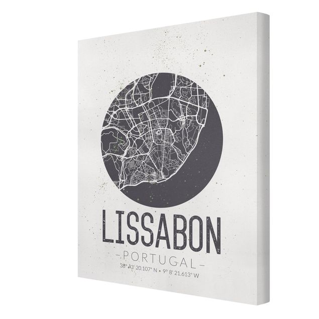 Szary obraz Mapa miasta Lizbona - Retro