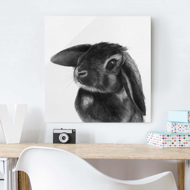 Artystyczne obrazy Ilustracja królik czarno-biały rysunek