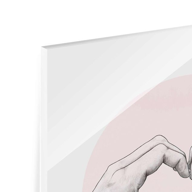 Obraz różowy Ilustracja Serce Dłonie Koło Różowy Biały