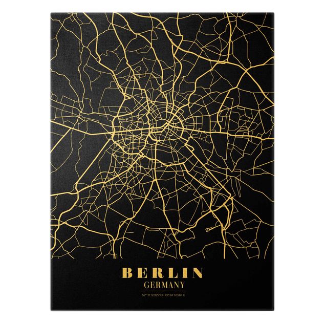 Czarno białe obrazki Mapa miasta Berlin - Klasyczna czerń