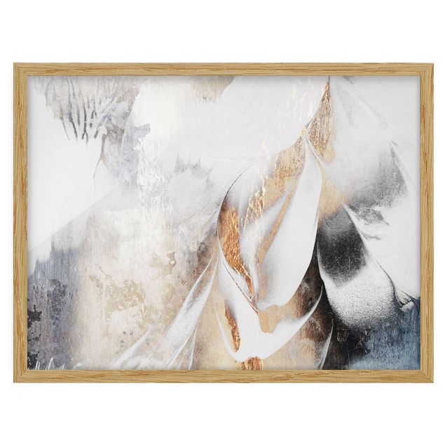 Obrazy w ramie do łazienki Złoty abstrakcyjny obraz zimowy