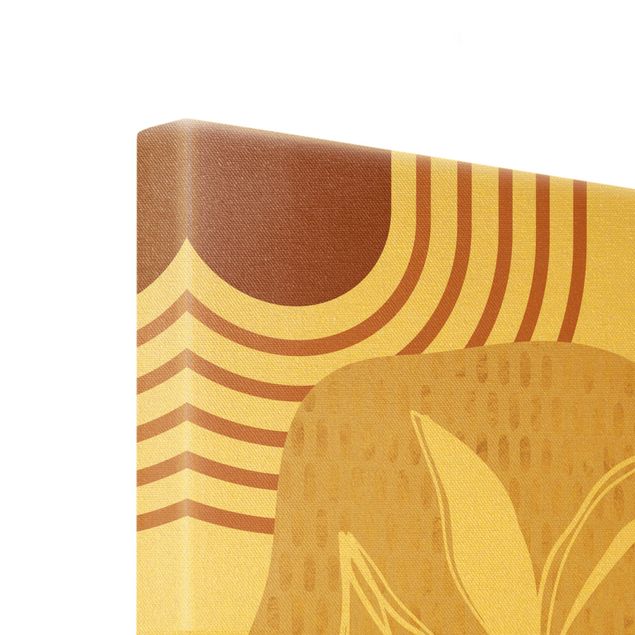 Złoty obraz na płótnie - Kształty geometryczne - liście Pomarańczowe złoto